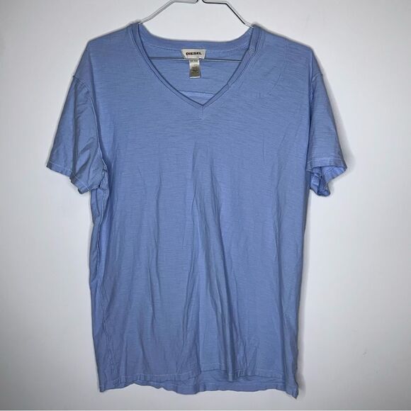 Diesel XXXL Short Sleeve V-Neck Luxury Tee in Sky Blue - Picture 4 of 6